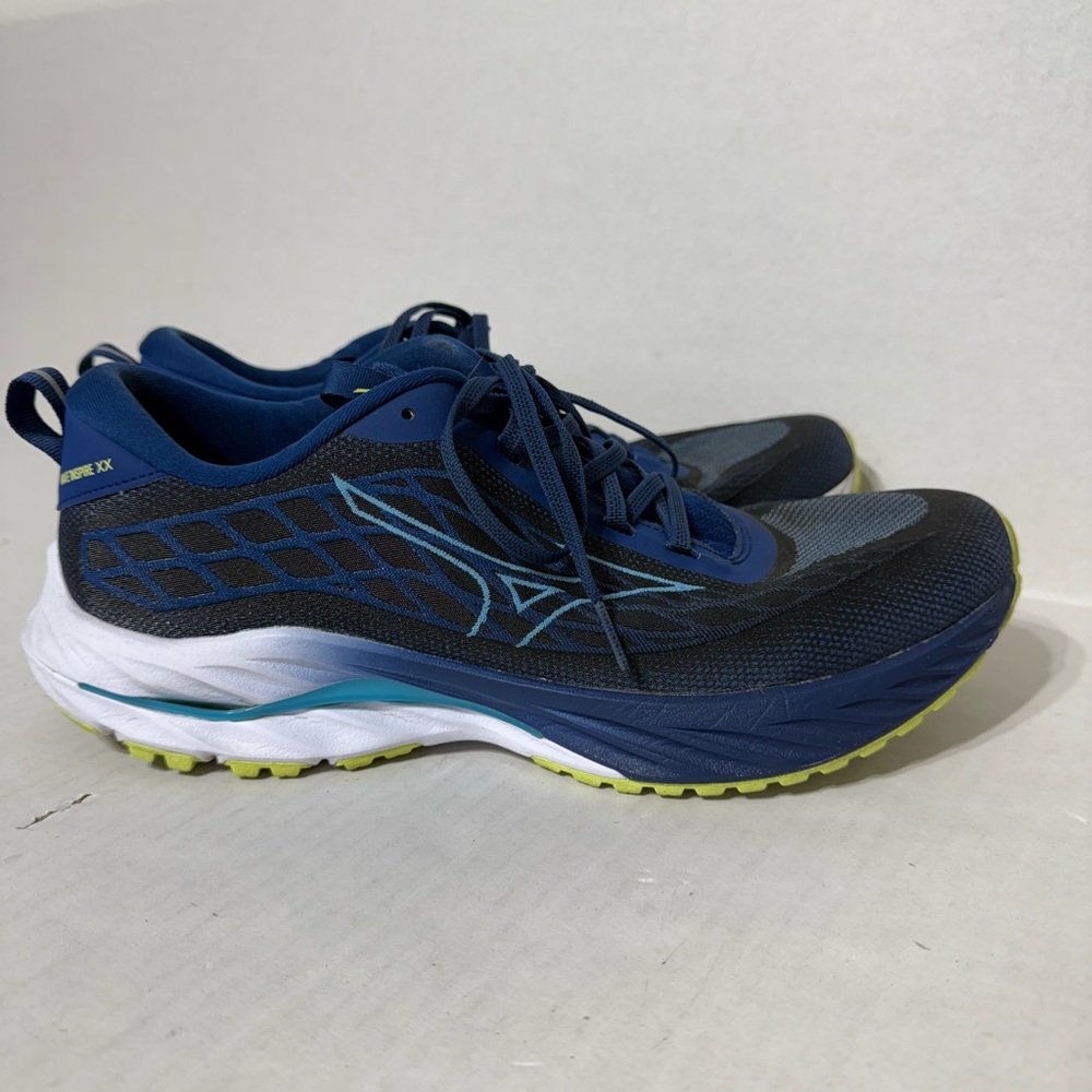MIZUNO men's wave inspire 20 size 11 navy peony/sharp green